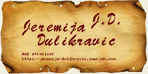 Jeremija Dulikravić vizit kartica